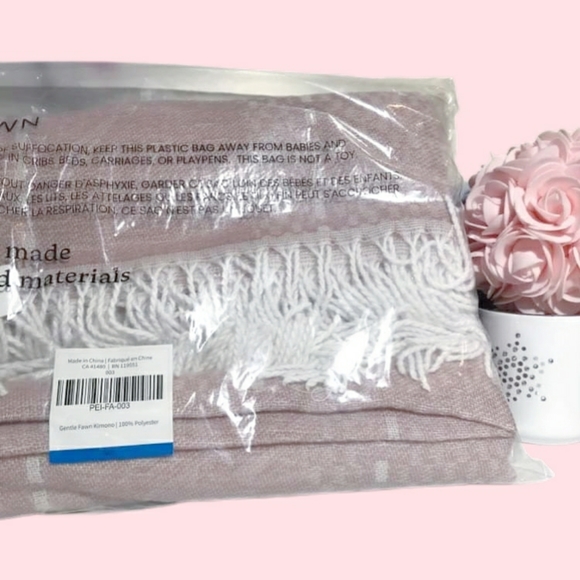 Gentle Fawn M/L Hermosa Kimono Cover-up Scarf Shawl Wrap PINK w Fringe *BNIP - Picture 3 of 16